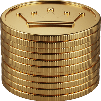 Stapel goldener Casino-M&uuml;nzen als Symbol f&uuml;r den 10&euro; Echtgeldpreis beim Bonus Crab