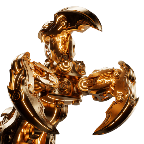 &Uuml;berdimensionale goldene Greifklaue mit leuchtenden Energielinien als Symbol f&uuml;r das Bonus Crab XL Upgrade